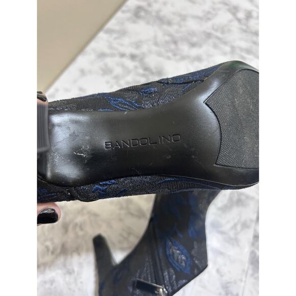 Bandolino Brocade Zip Up Booties 7.5M Black Navy Floral Witchy Whimsygoth Retro - Picture 10 of 11